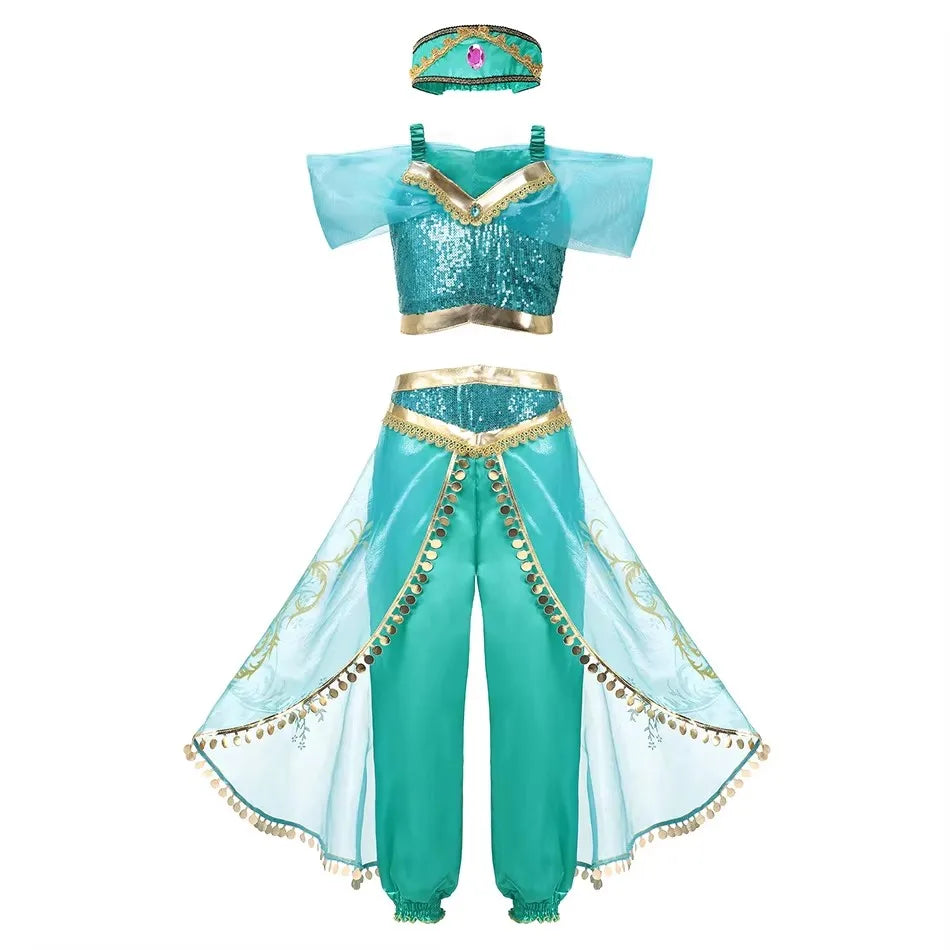 Girls Princess Costume Dress Snow Queen Mermaid Cosplay Christmas Birthday Party Carnival With Accessory Set