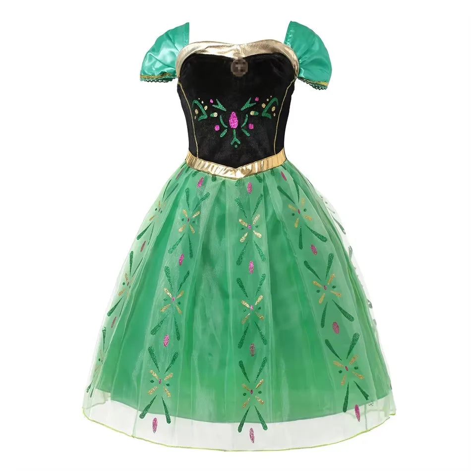 Girls Princess Costume Dress Snow Queen Mermaid Cosplay Christmas Birthday Party Carnival With Accessory Set