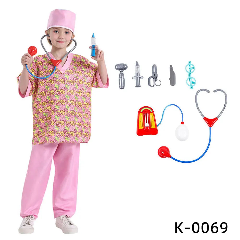 Child Surgeon Role Play Costume Halloween Party Kids Cosplay Astronaut Doctor Nurse Police Lawyer Pilot Costume