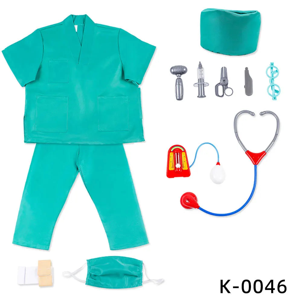 Child Surgeon Role Play Costume Halloween Party Kids Cosplay Astronaut Doctor Nurse Police Lawyer Pilot Costume