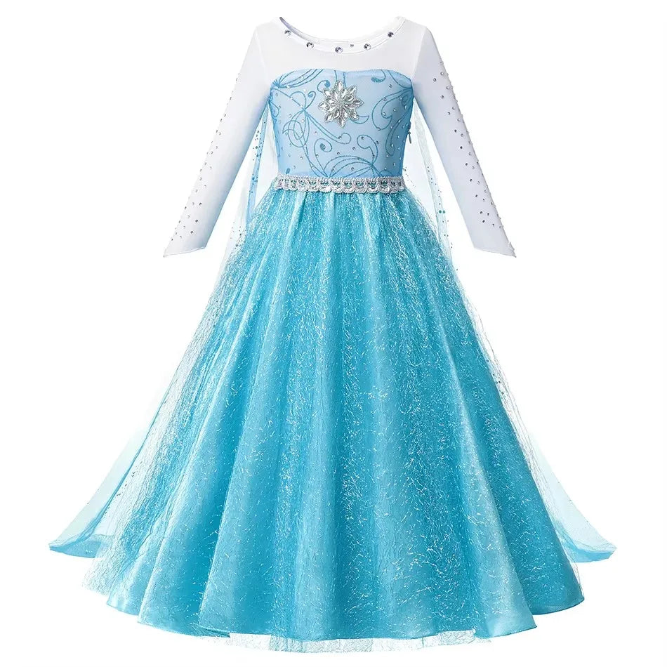 Girls Princess Costume Dress Snow Queen Mermaid Cosplay Christmas Birthday Party Carnival With Accessory Set