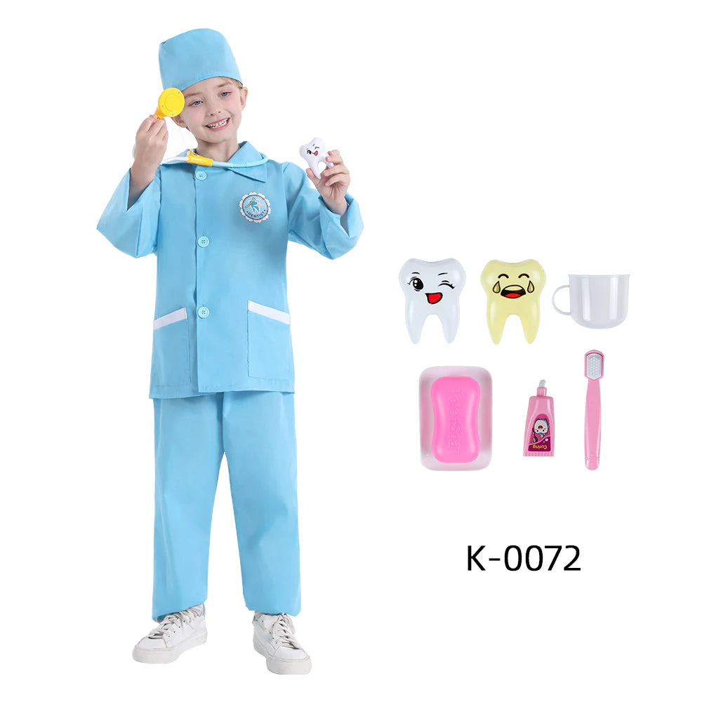 Child Surgeon Role Play Costume Halloween Party Kids Cosplay Astronaut Doctor Nurse Police Lawyer Pilot Costume