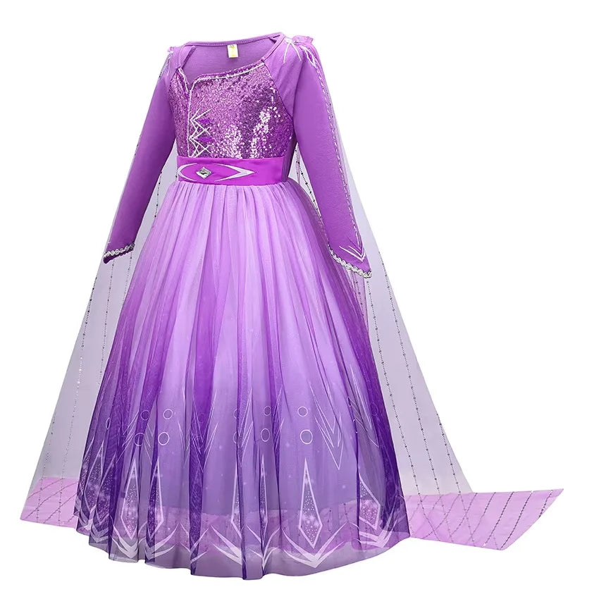 Girls Princess Costume Dress Snow Queen Mermaid Cosplay Christmas Birthday Party Carnival With Accessory Set