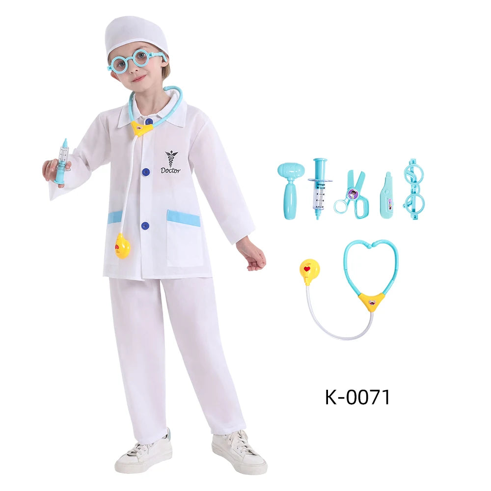 Child Surgeon Role Play Costume Halloween Party Kids Cosplay Astronaut Doctor Nurse Police Lawyer Pilot Costume