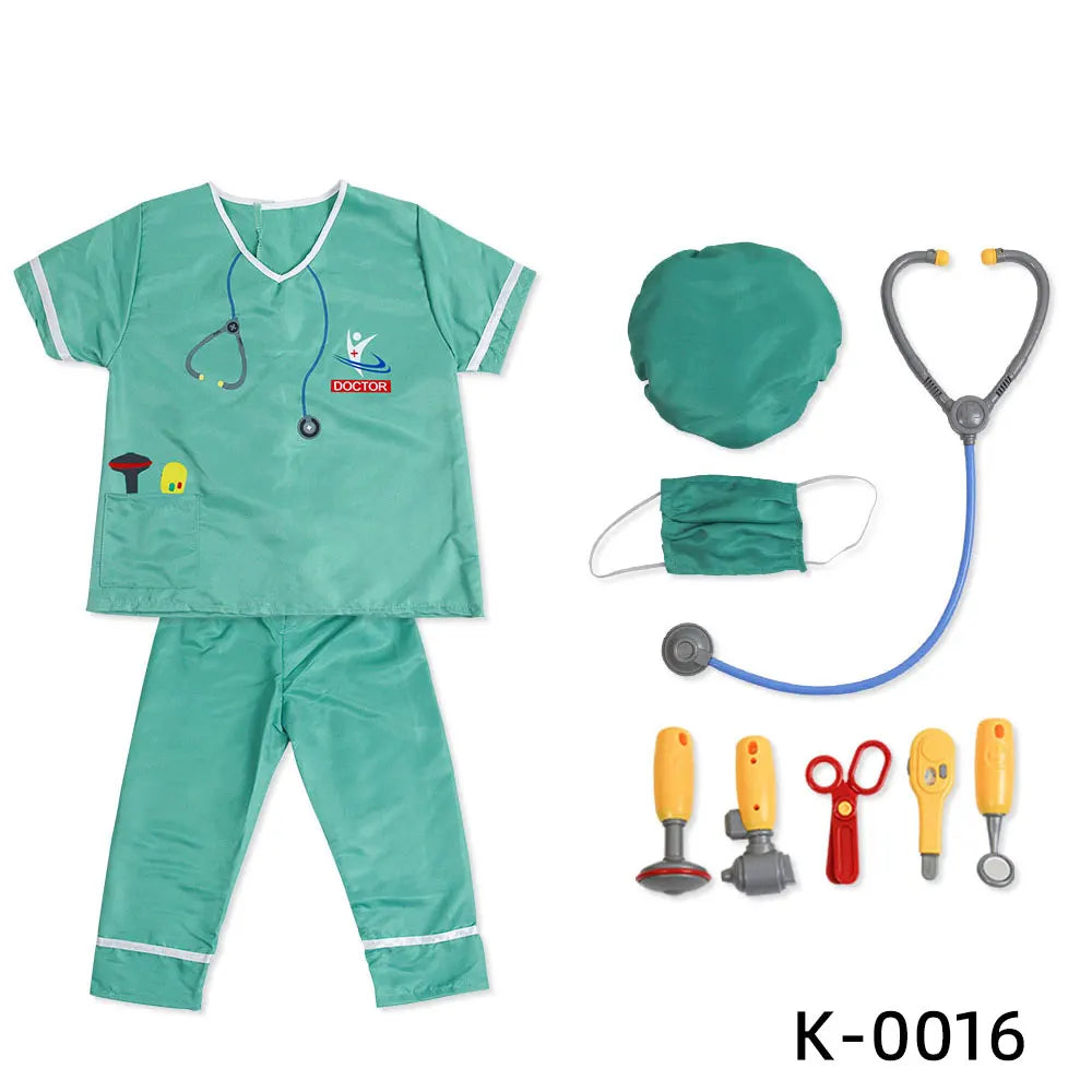 Child Surgeon Role Play Costume Halloween Party Kids Cosplay Astronaut Doctor Nurse Police Lawyer Pilot Costume