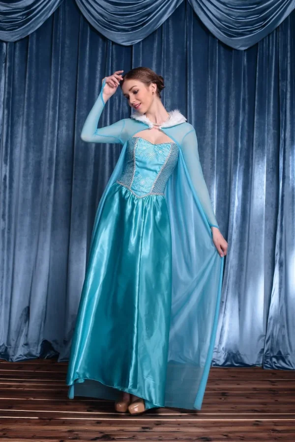 High Quality Ladies Fluffy Blue Princess Dress Anime Cosplay Costume Elegant Queen Princess Dress