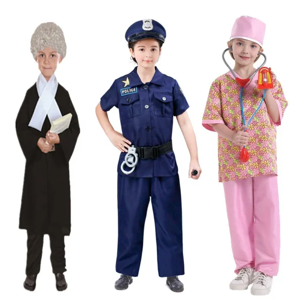 Child Surgeon Role Play Costume Halloween Party Kids Cosplay Astronaut Doctor Nurse Police Lawyer Pilot Costume