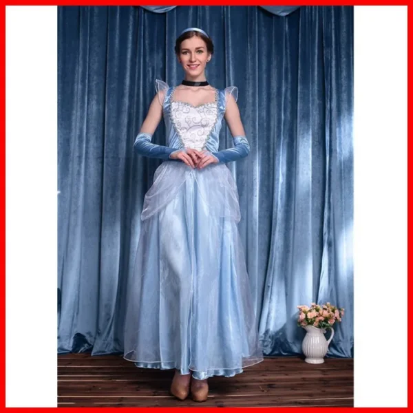 High Quality Ladies Fluffy Blue Princess Dress Anime Cosplay Costume Elegant Queen Princess Dress