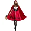 Halloween Little Red Riding Hood Costume Adult Cosplay Party Costume Women Medieval Cape Clock Dresses Skirts