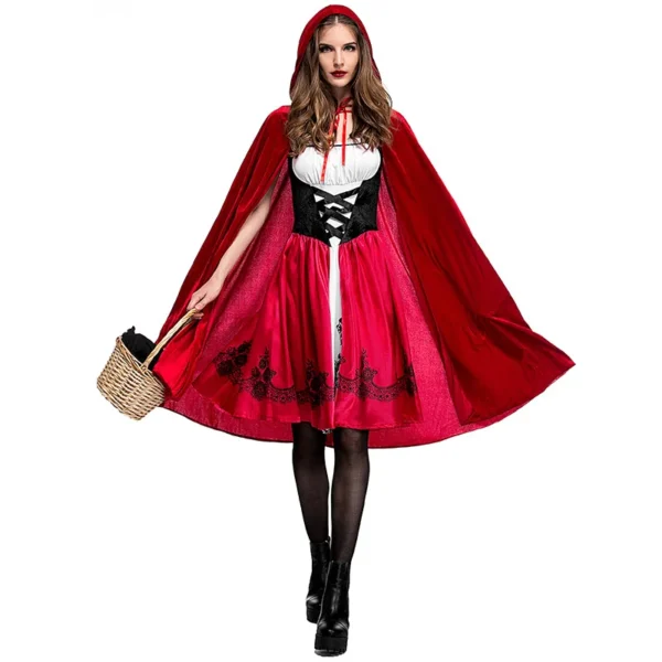Halloween Little Red Riding Hood Costume Adult Cosplay Party Costume Women Medieval Cape Clock Dresses Skirts