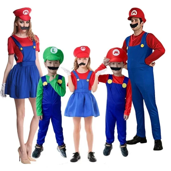 Hot Halloween Cosplay Game Stage Costumes Plumber Overalls Adult Super Bros Costumes
