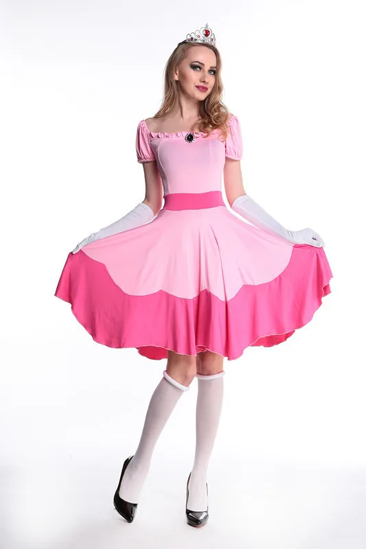 Hot Sale Princess Peach Cosplay Pink Sexy Dress Halloween Woman Castle Queen Carnival Party