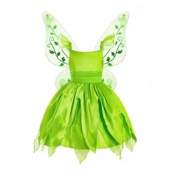 Wholesale Girls Tinker-Bell Princess Costume Sleeveless Elf Cosplay Dress with Accessories Costume Halloween