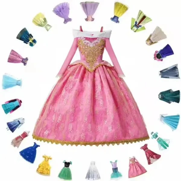 H789028f4997947e39e526d989a9e2268x.webp Girls Princess Costume Dress Snow Queen Mermaid Cosplay Christmas Birthday Party Carnival With Accessory Set