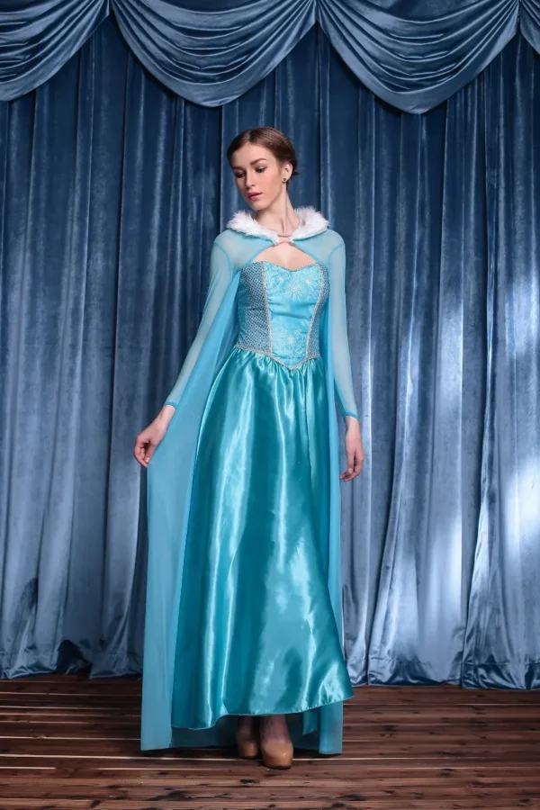 High Quality Ladies Fluffy Blue Princess Dress Anime Cosplay Costume Elegant Queen Princess Dress
