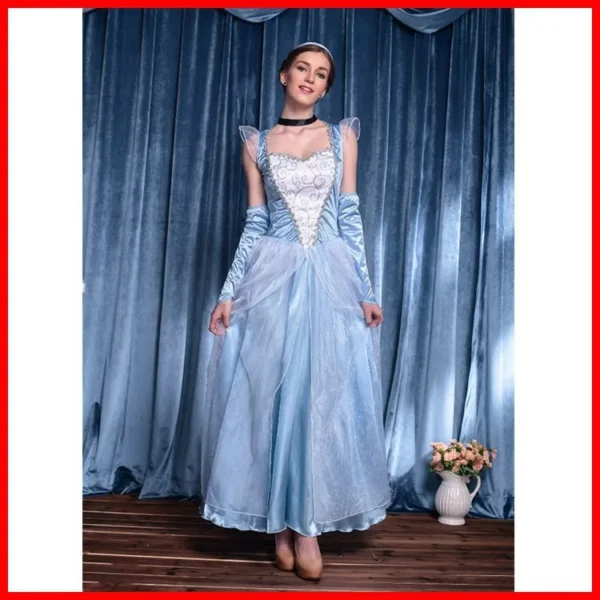 High Quality Ladies Fluffy Blue Princess Dress Anime Cosplay Costume Elegant Queen Princess Dress