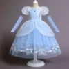 Fancy Blue Princess Gown TV & Movie Costume Children Fancy Halloween Princess Dress Kids Party Cosplay Costume for Girl