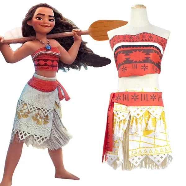 Halloween Party Vaiana Princess Moana Adult Costume Dress With Necklace Gothic Victorian Cosplay for Kids and Adults
