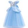 Halloween Christmas Princess Girls Costume Cosplay Dress Children Fancy Belle Princess Dresses With Accessories