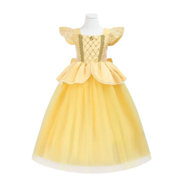Halloween Christmas Princess Girls Costume Cosplay Dress Children Fancy Belle Princess Dresses With Accessories