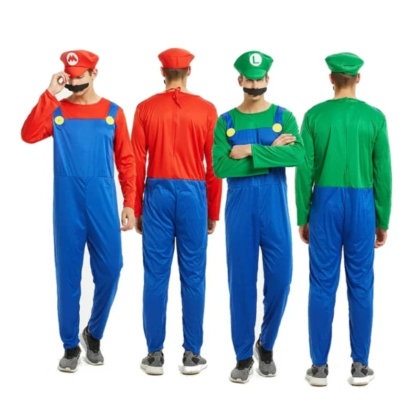 Hot Halloween Cosplay Game Stage Costumes Plumber Overalls Adult Super Bros Costumes