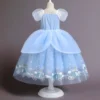 Fancy Blue Princess Gown TV & Movie Costume Children Fancy Halloween Princess Dress Kids Party Cosplay Costume for Girl