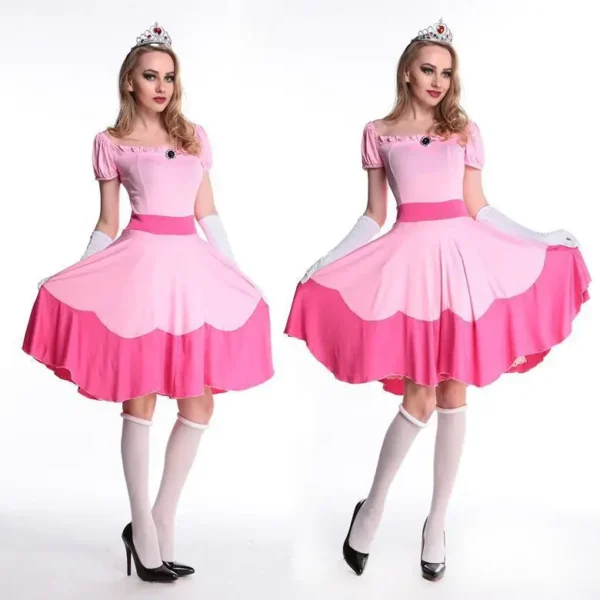 Hot Sale Princess Peach Cosplay Pink Sexy Dress Halloween Woman Castle Queen Carnival Party